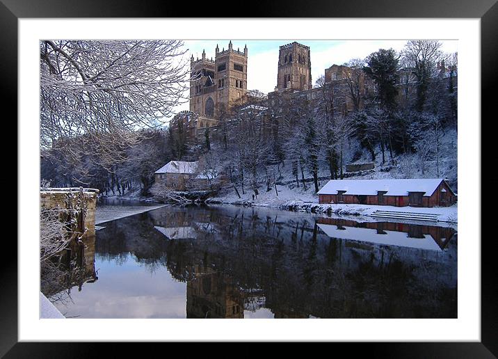 Durham Cathedral In Winter Framed Mounted Print by Dave Parkin