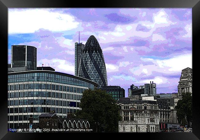 London Cityscape with Gherkin Framed Print by Kevin Carr