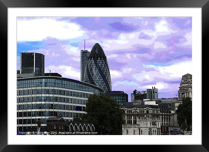 London Cityscape with Gherkin Framed Mounted Print by Kevin Carr