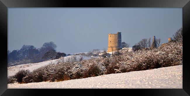 Hadleigh castle in the Snow Framed Print by Robin Lodge