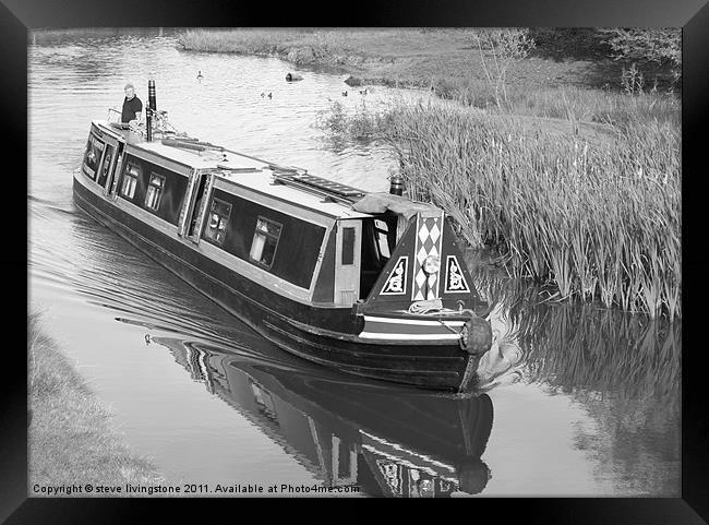 narrow boat on Macclesfield canal Framed Print by steve livingstone