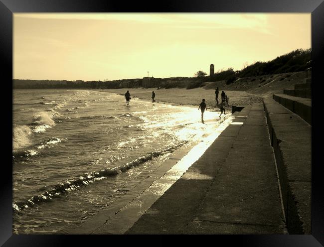 Sunny evening at Swansea Bay. Framed Print by Becky Dix