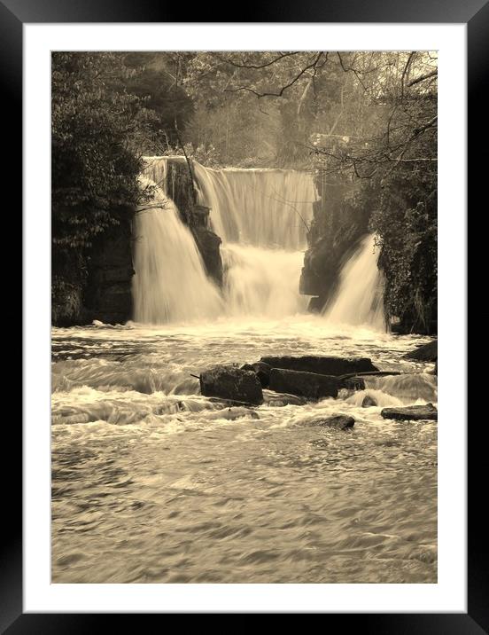 Penllergaer Waterfall. Framed Mounted Print by Becky Dix