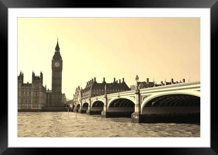 The Houses of Parliament, Big Ben and Westminster Framed Mounted Print by Becky Dix