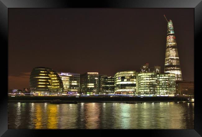 The Thames at Night. Framed Print by Becky Dix