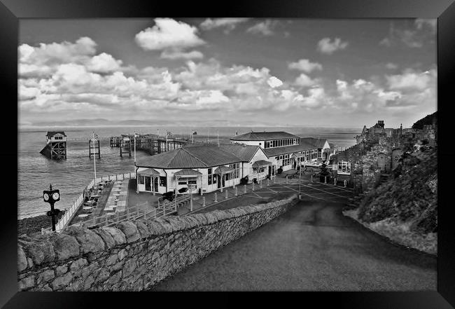 Mumbles Pier, Black & White. Framed Print by Becky Dix