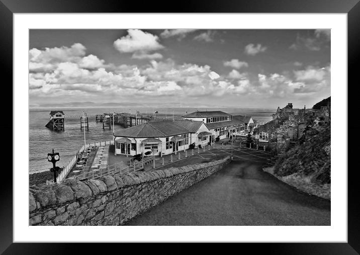 Mumbles Pier, Black & White. Framed Mounted Print by Becky Dix