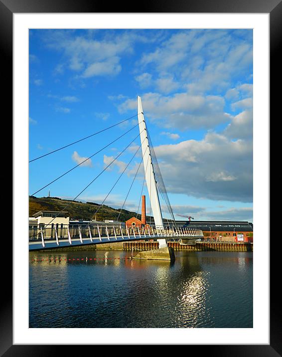 Sail Bridge, Swansea. Framed Mounted Print by Becky Dix