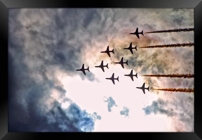 Red Arrows & Rain Clouds. Framed Print by Becky Dix