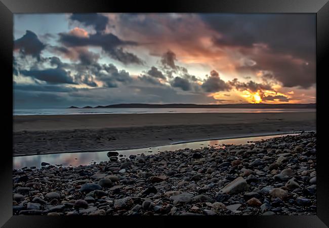 Sunset across the Bay. Framed Print by Becky Dix