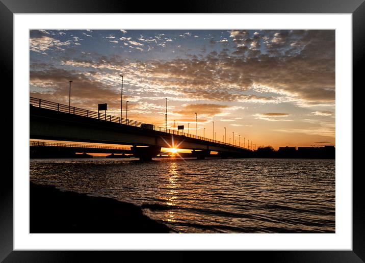 Sunset by the Bridge. Framed Mounted Print by Becky Dix