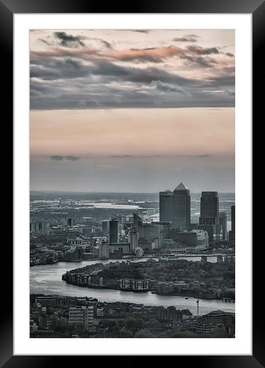 Canary Wharf, London. Framed Mounted Print by Becky Dix