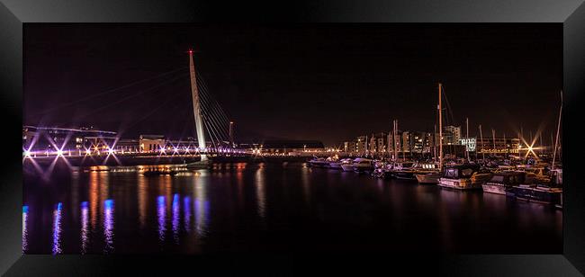  Swansea Sail Bridge at Night. Framed Print by Becky Dix