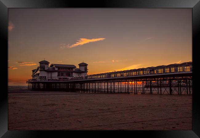  Sunset at Weston-super-mare. Framed Print by Becky Dix