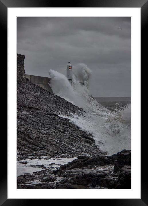Stormy Welsh Lighthouse. Framed Mounted Print by Becky Dix