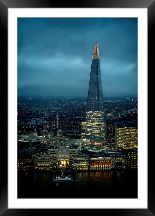 The Shard at Night. Framed Mounted Print by Becky Dix