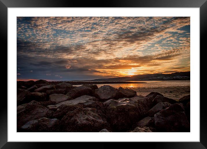 Llanelli Beach Sunset.  Framed Mounted Print by Becky Dix