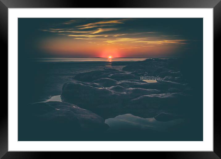 Sunset at Rest Bay. Framed Mounted Print by Becky Dix