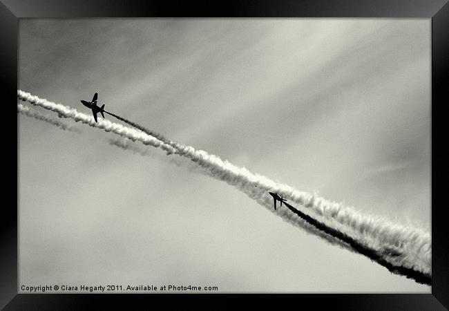 Red Arrows (Newcastle Co.Down 2011) b&W Framed Print by Ciara Hegarty