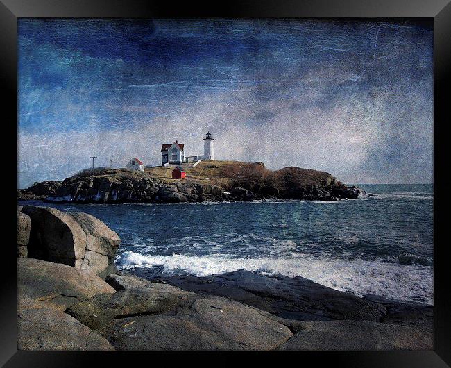 Lighthouse in Coastal Maine Framed Print by Tammy Winand