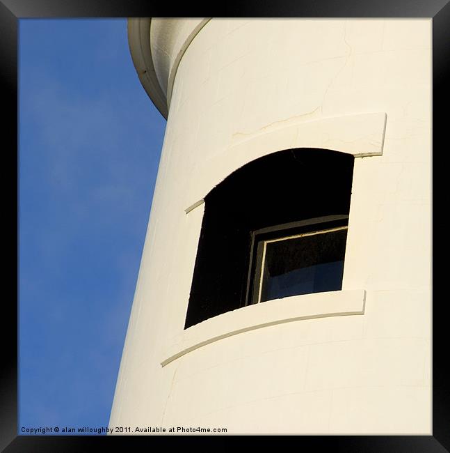 The lighthouse window Framed Print by alan willoughby