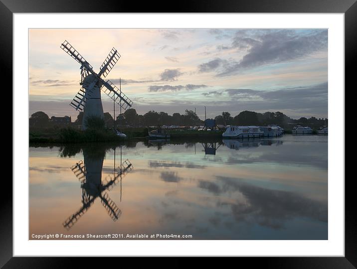 Thurne Mill at Dawn Framed Mounted Print by Francesca Shearcroft