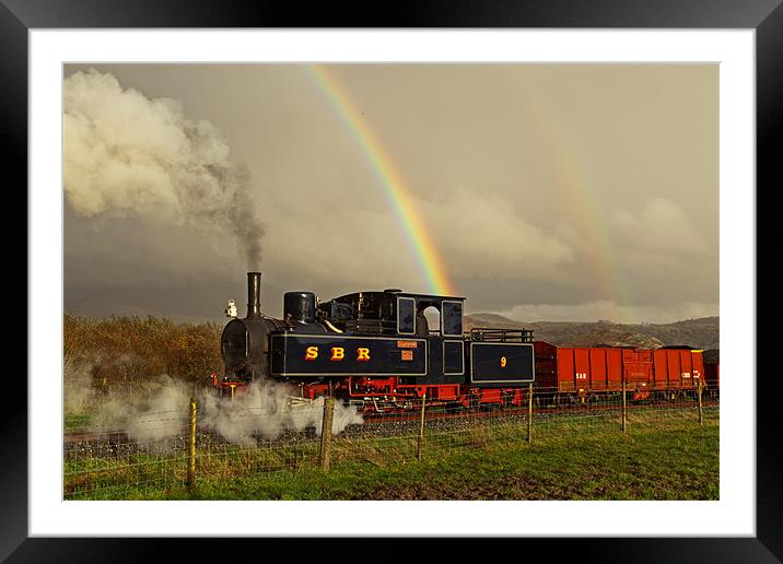 Steam and Double Rainbow Framed Mounted Print by Richard Thomas