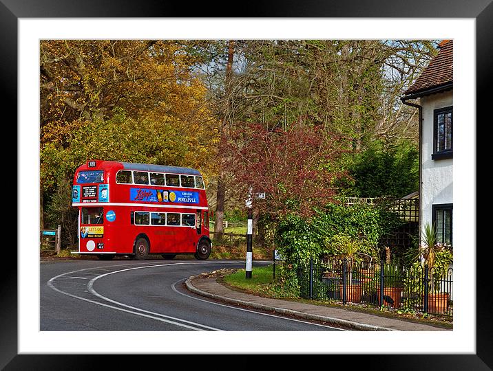 Red Bus on the Corner Framed Mounted Print by Richard Thomas