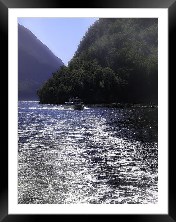 Boat on Milford Sound Framed Mounted Print by Richard Thomas