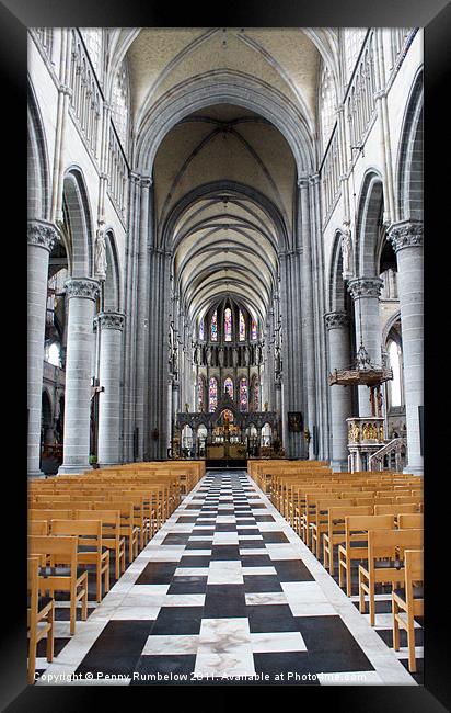 aisle inside St Martin's Cathedral Ypres Framed Print by Elouera Photography