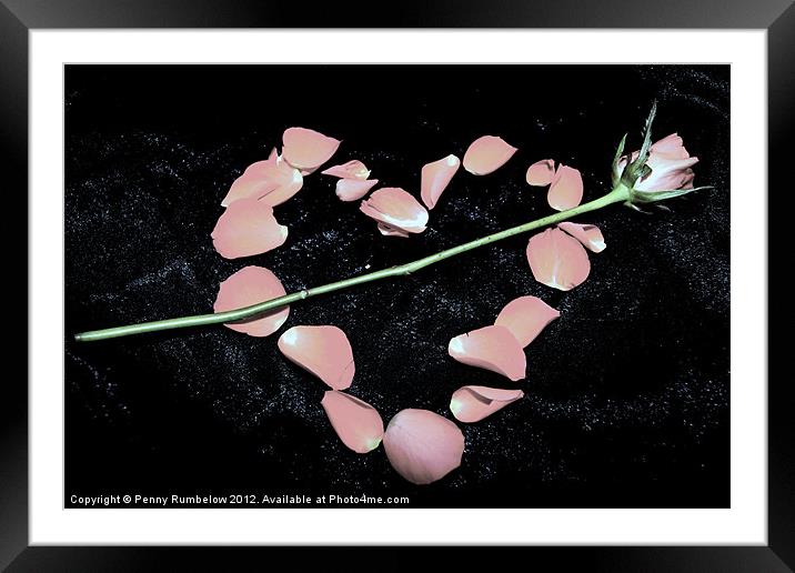 pink petal heart Framed Mounted Print by Elouera Photography