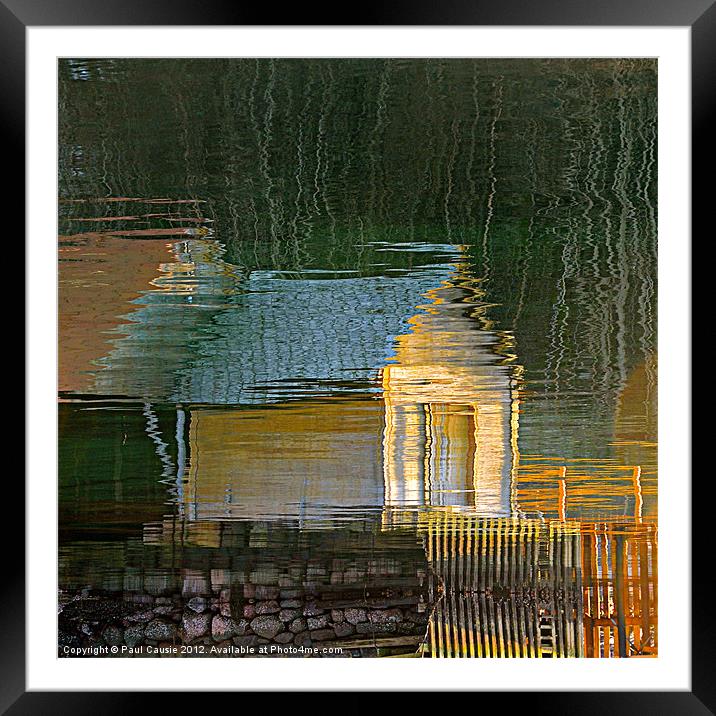 Boathouse Reflection Framed Mounted Print by Paul Causie