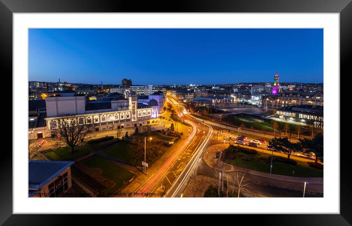 bradford city center at night  Framed Mounted Print by simon sugden