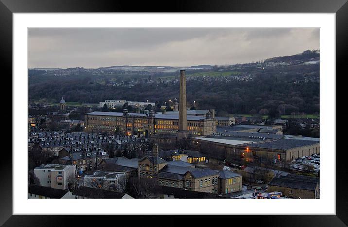 saltaire from top of saint pauls church shipley Framed Mounted Print by simon sugden