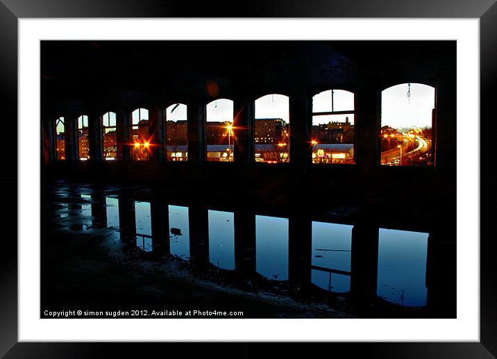old mill windows Framed Mounted Print by simon sugden