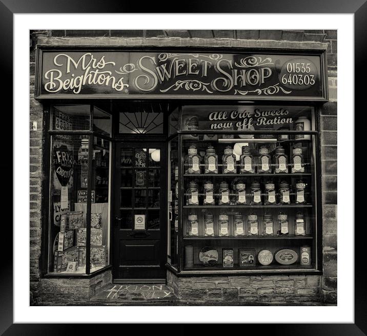 old sweet shop haworth  Framed Mounted Print by simon sugden
