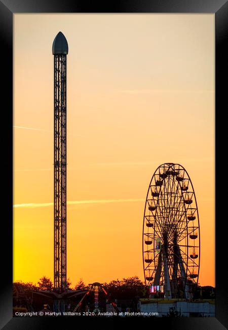 Fairground At Sunset Framed Print by Martyn Williams