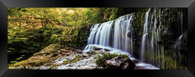 Waterfall Panoramic, Brecon Beacons. Framed Print by jordan whipps