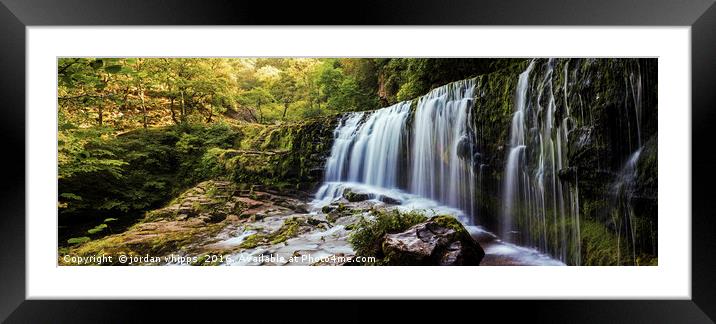 Waterfall Panoramic, Brecon Beacons. Framed Mounted Print by jordan whipps
