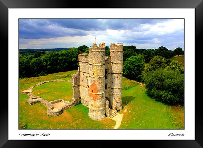 Donnington Castle (white border) Framed Print by jamie stevens Helicammedia
