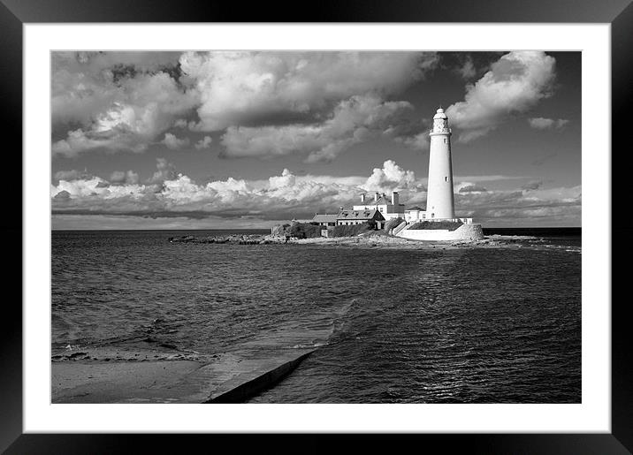 St Mary's black and white Framed Mounted Print by Michael Oakes