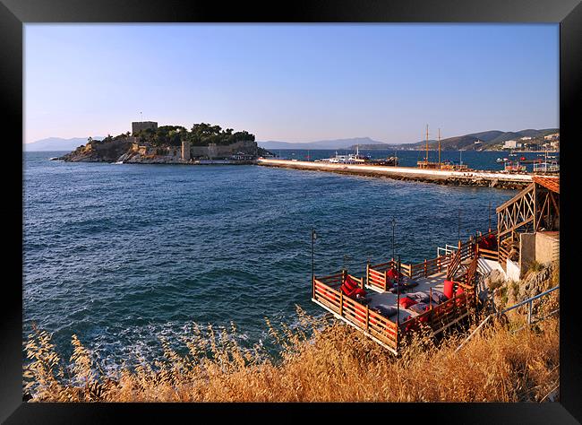 Kusadasi, bird island. Framed Print by Michael Oakes