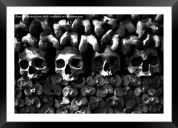  Skulls - Paris Catacombs, black and white version Framed Mounted Print by Mary Rath