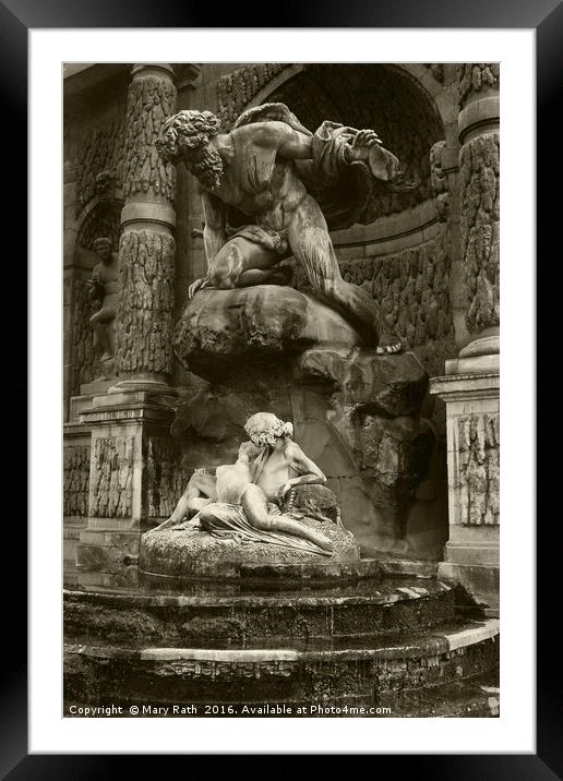 Medici Fountain, sepia version Framed Mounted Print by Mary Rath