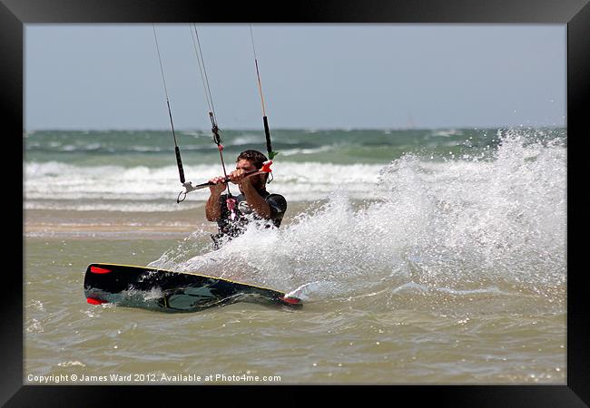 Kite surfing in France Framed Print by James Ward