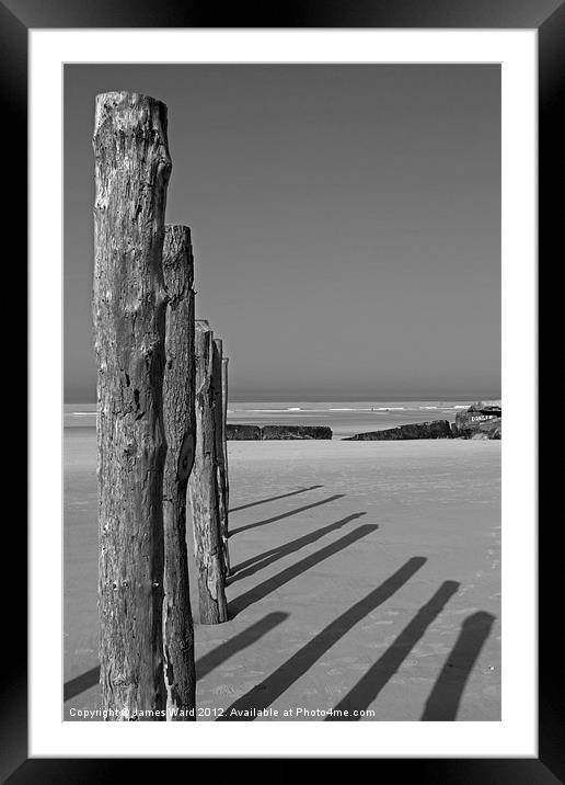 Wissant Beach Posts Framed Mounted Print by James Ward