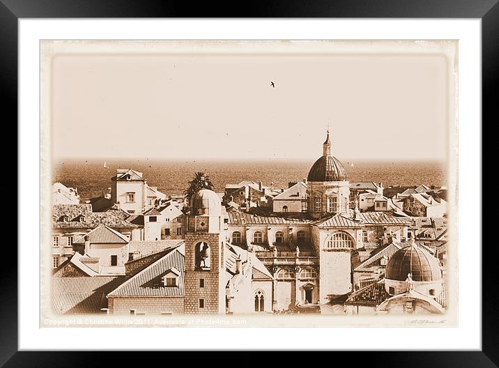 Dubrovnik in Sepia Framed Mounted Print by Christine Johnson