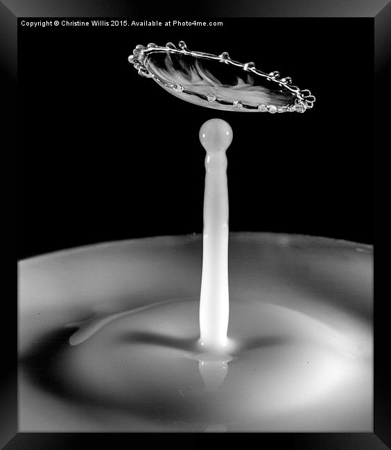 Black and White Waterdrop Collision Framed Print by Christine Johnson