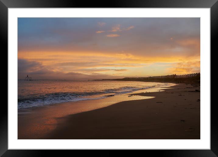 Sunset Over Newbiggin Bay Framed Mounted Print by John Ellis