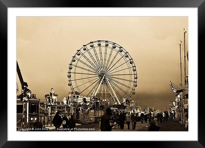 Ferris Wheel Framed Mounted Print by John Ellis